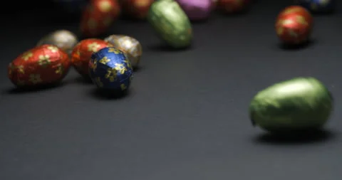 Easter chocolate eggs studio slowmotion 4K Stock Footage 150070212