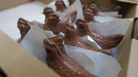 Easter Chocolate Hens Packed in Box Vídeo Stock 331115803