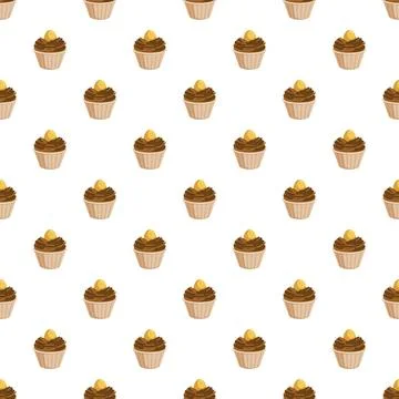 Easter chocolate nest cupcake seamless pattern Stock Illustration