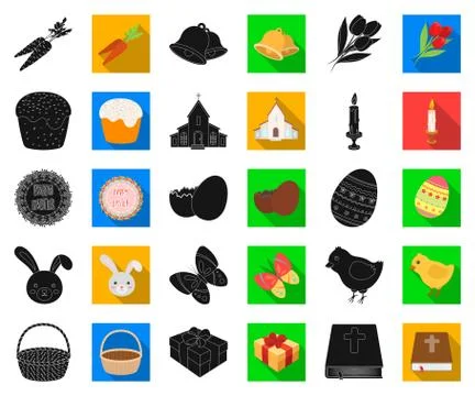 Easter is a Christian holiday black,flat icons in set collection for design Stock Illustration