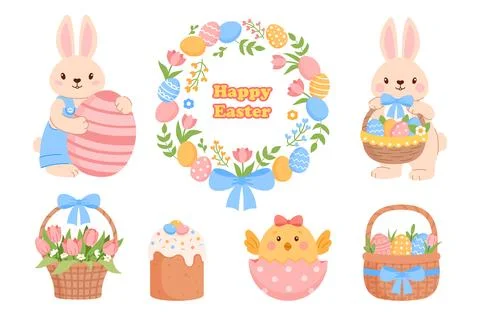 Easter clipart for design projects. Stock Illustration