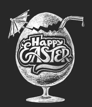 Easter cocktail. Chalk drawing Stock Illustration