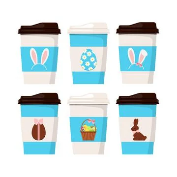 Easter coffee cup spring mug icon isolated on white background. Stock Illustration