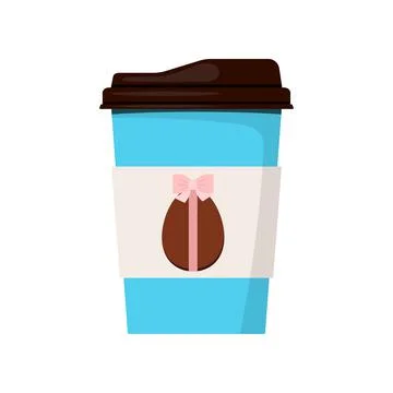 Easter coffee mug with cute bunny ears icon isolated on white background. Stock Illustration