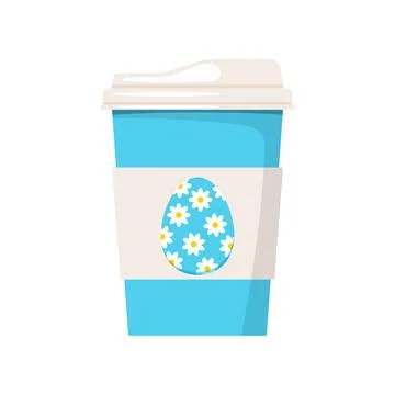 Easter coffee mug with egg icon isolated on white background. Stock Illustration