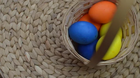 Easter Colored Eggs in a Basket Spin Stock Footage 62707413
