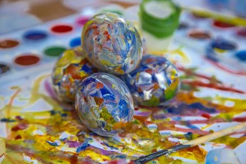 Easter colored eggs Stock Photos