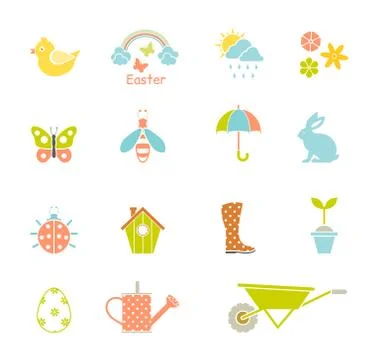 Easter colored icons. Stock Illustration