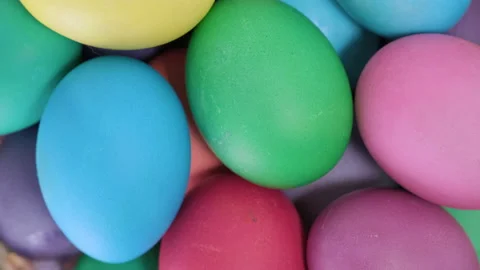 Easter colorful background of rotating chicken eggs Stock Footage 171164392