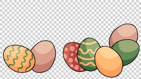 Easter colorful, cute eggs isolate on a transparent background. illustration Stock Illustration