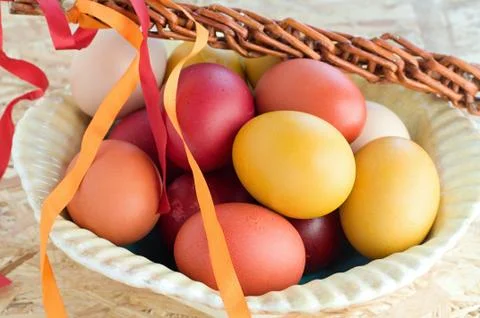 Easter colorful eggs and withe Stock Photos