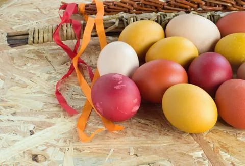 Easter colorful eggs and withe Stock Photos