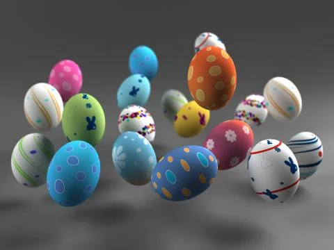 Easter colorful eggs on gray background Stock Illustration