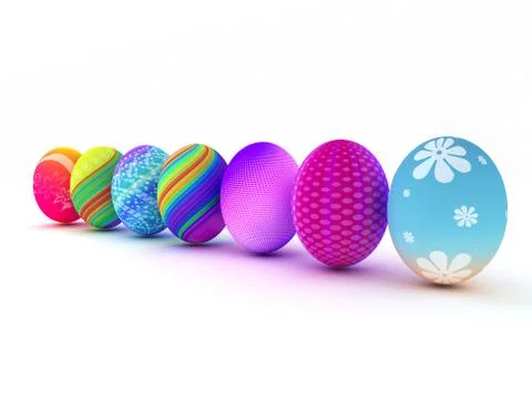 Easter colorful eggs isolated on white background Stock Illustration