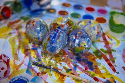 Easter colorful eggs Stock Photos
