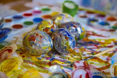 Easter colorful eggs Stock Photos