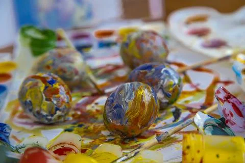 Easter colorful eggs Stock Photos