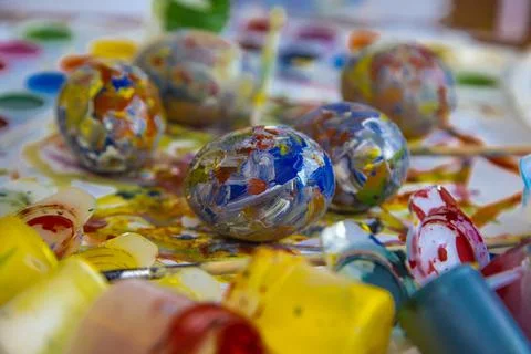 Easter colorful eggs Stock Photos