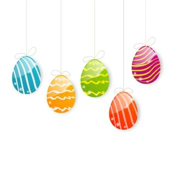 Easter colorful eggs on white background Stock Illustration