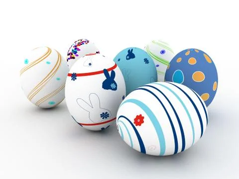 Easter colorful eggs on white background Stock Illustration