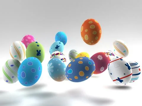 Easter colorful eggs on white background Stock Illustration