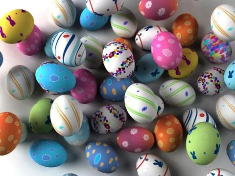 Easter colorful eggs on white background Stock Illustration