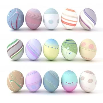 Easter colorful eggs on white background Stock Illustration