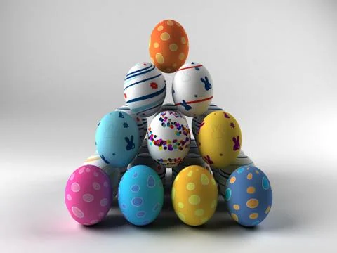 Easter colorful eggs on white background Stock Illustration