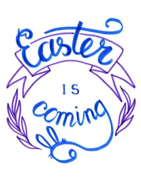 Easter is coming illustration. Happy Easter lettering design for banner, post イラスト素材