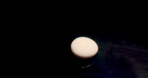 Easter is coming soon. One chicken egg white is spinning on a black background. Video stock 267058583