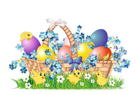 Easter composition with a basket Stock Illustration