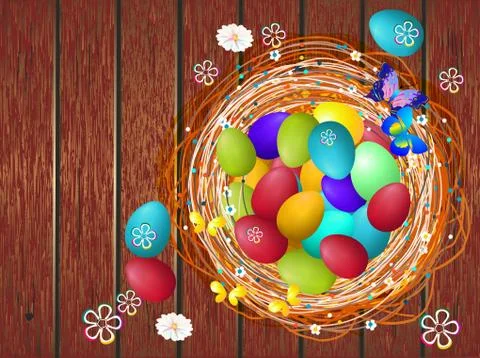 Easter composition of Easter eggs Stock Illustration