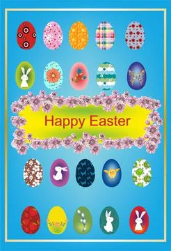 Easter composition with Easter eggs, Stock Illustration