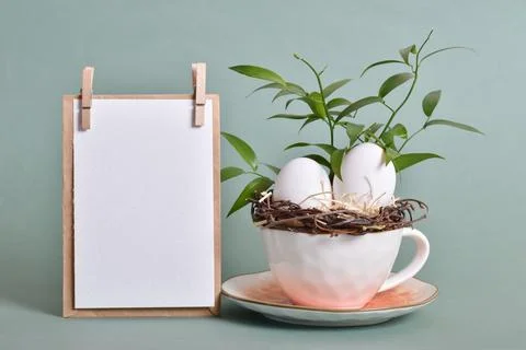 Easter composition with an egg. copy space Stock Photos