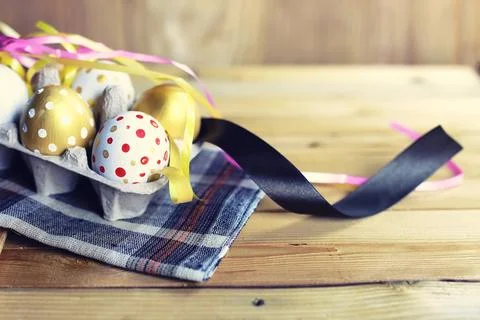 Easter composition flower and eggs Stock Photos
