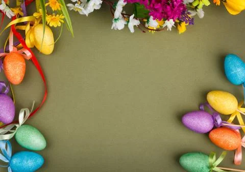 Easter composition with flowers and eggs Foto stock