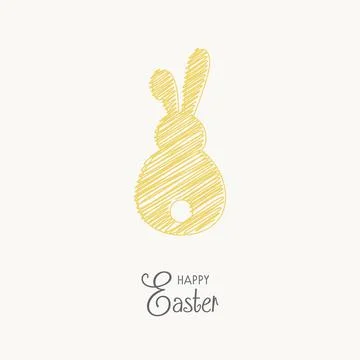 Easter composition with hand drawn bunny. Greeting card. Vector Stockillustratie