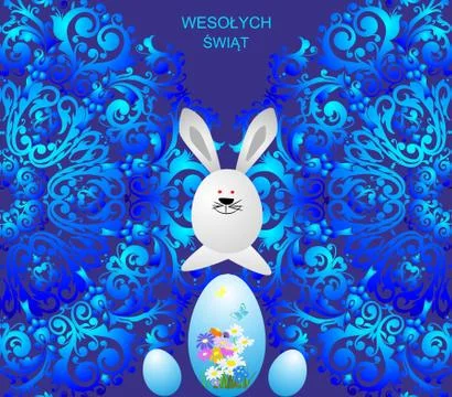 Easter composition with the hare Stock Illustration