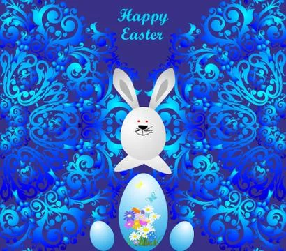 Easter composition with the hare Stock Illustration