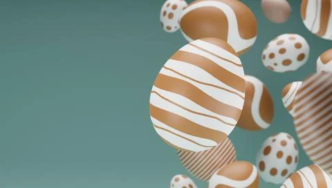 Easter composition with levitation 3d rendering gold egg. Happy easter creati Stockillustratie