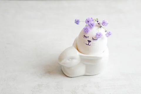 Easter composition on a light concrete background, easter concept Stock Photos