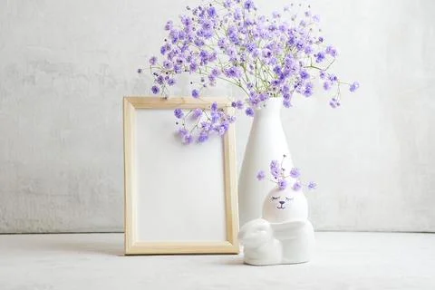 Easter composition on a light concrete background, easter concept Stock Photos