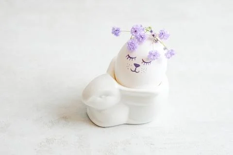 Easter composition on a light concrete background, easter concept Stock Photos