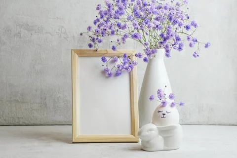 Easter composition on a light concrete background, easter concept Stock Photos