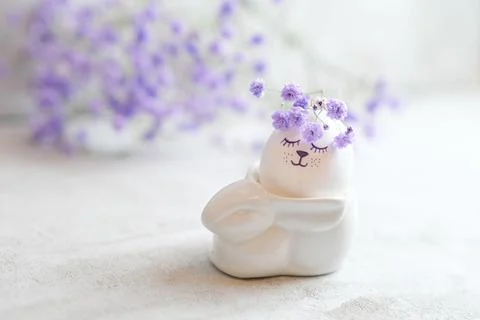 Easter composition on a light concrete background, easter concept Stock Photos
