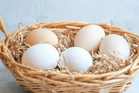 Easter composition on a light concrete background, easter concept Stock Photos
