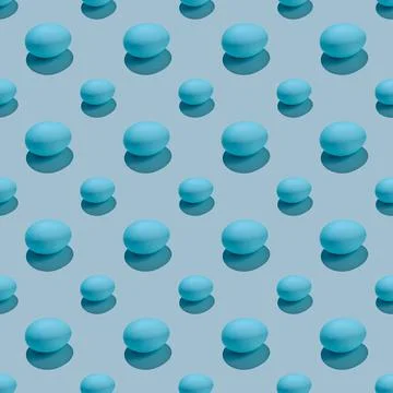 Easter composition pattern in blue shades. Painted eggs on a blue background. 스톡 사진