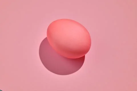 Easter composition pattern in pink shades. Painted eggs on a pink background. Stock Photos