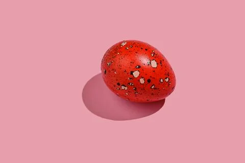 Easter composition pattern in pink shades. Painted eggs on a pink background. Stock Photos