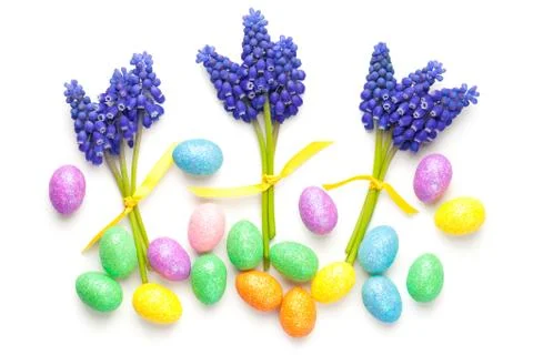 Easter Composition on White Background Stock Photos